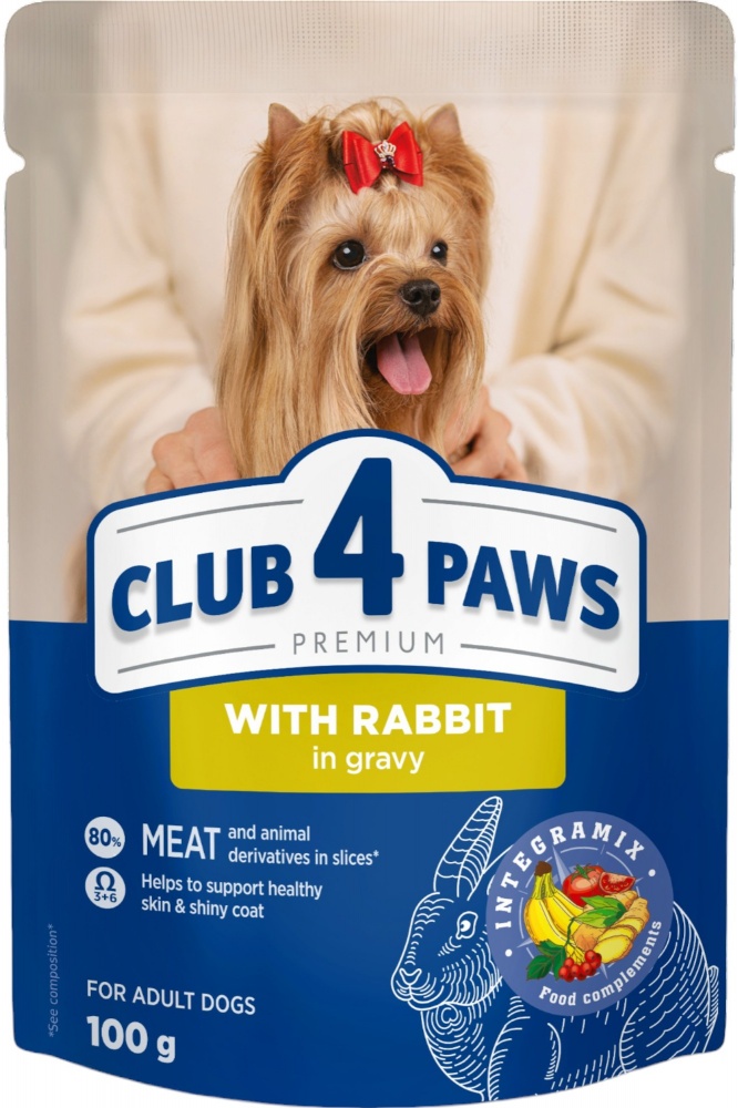 Корм влажный Club 4 Paws с кроликом в соусе 100 г