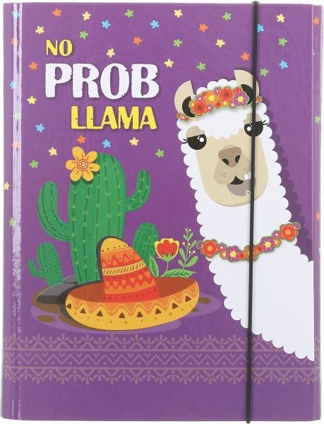 Папка для тетрадей No prob Lama 20х25 на резинке фиолетовая iTEM