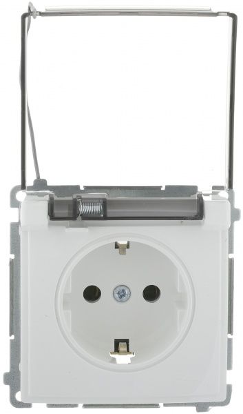 Розетка із заземленням Simon Basic з кришкою білий BMGSZ1B.01/11a
