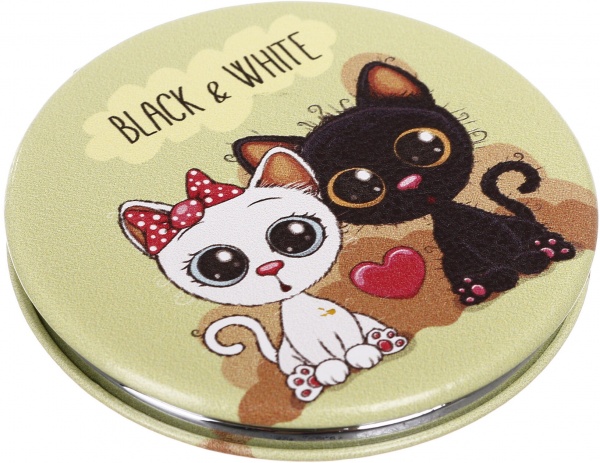 Зеркало карманное косметическое Лідер Канц Котик круглое 12 вариантов в ассортименте 