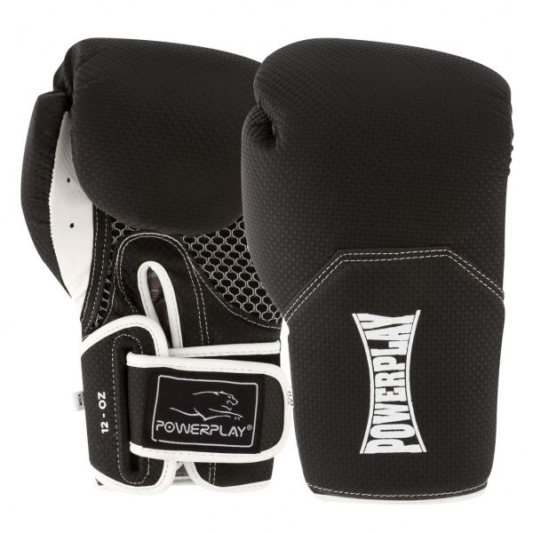 Боксерские перчатки PowerPlay р. 12 12oz PP_3011 черный с белым
