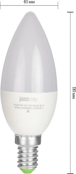 Лампа світлодіодна Jazzway PLED-SP 7 Вт C37 матова E14 220-240 В 3000 К 1027818 