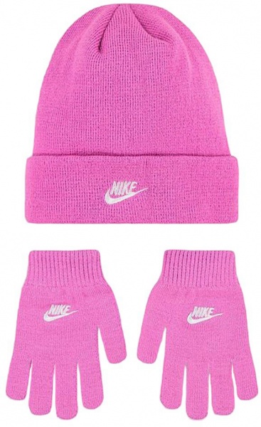 Комплект шапка+перчатки Nike CLUB BEANIE/GLOVE SET 9A2961-AFN р.one size розовый
