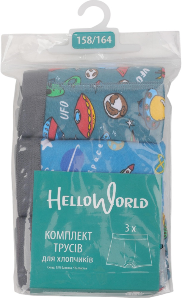 Набор трусов для мальчиков HW 3 пары боксеры р.158-164 голубой с серым J6-K6