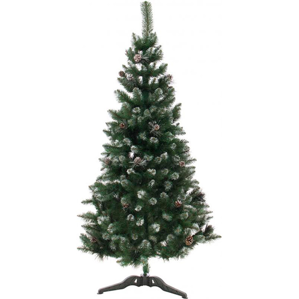 Елка искусственная Европейская с шишками 190 см зеленый с серебристым 