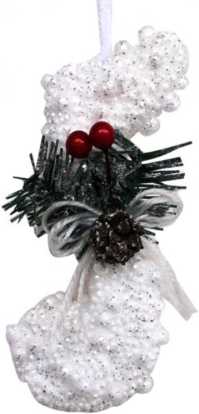 Елочная игрушка Волшебная нота с рябиной белая 15 см 