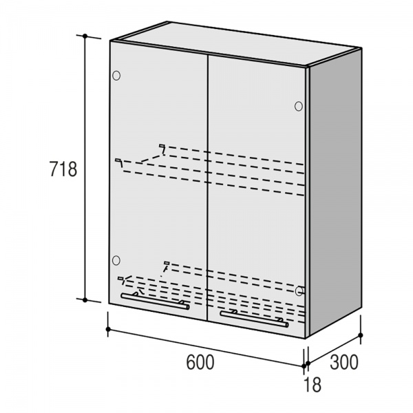 Шафа верхня Руна МВСУ (2) 600x718x300 мм дуб полярний РОКО