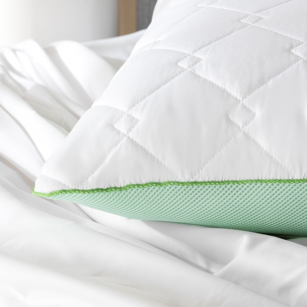 Подушка антиаллергенная стеганная Bamboo IDEIA 50x70 белый с зеленым