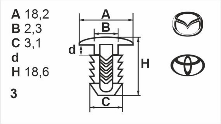 Клипса нажимная наружная (обшивка) Romix (B22093)