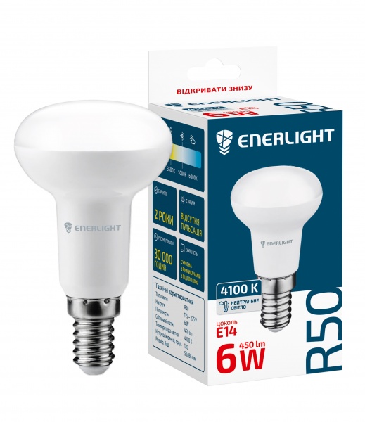 Лампа светодиодная Enerlight 6 Вт R50 матовая E14 220 В 4100 К R50E146SMDNFR 
