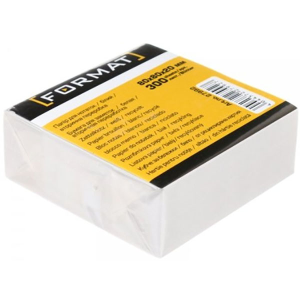 Бумага для заметок F27992 80x80 мм 300 шт белая Format