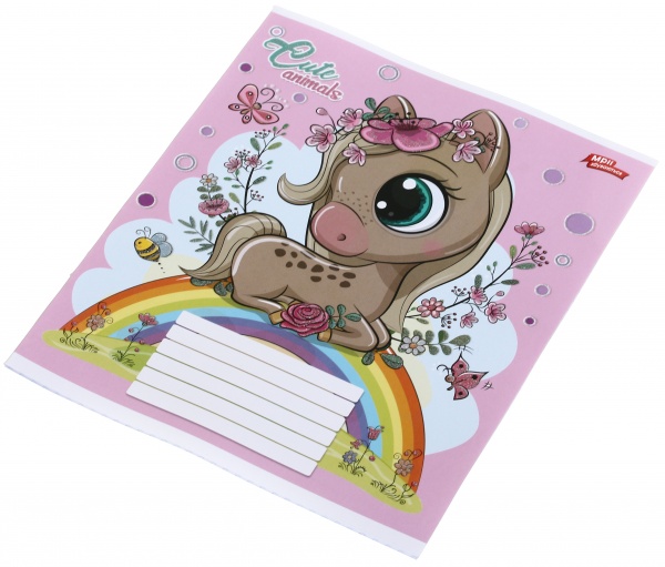 Тетрадь школьная с глитером 12 листов в клеточку в ассортименте Мечты сбываются