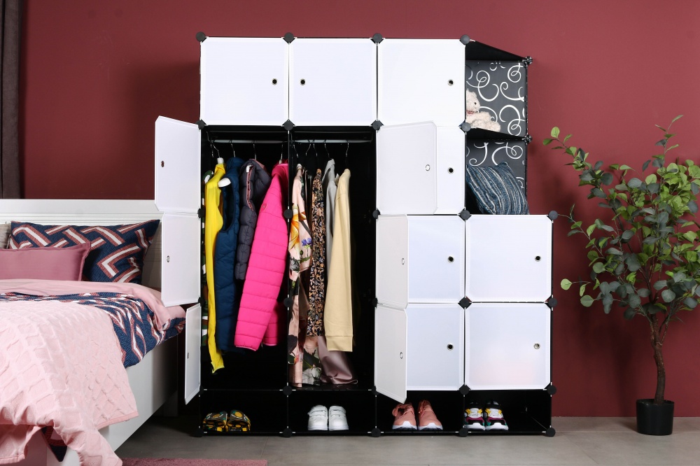 Шафа складна пластикова сubes storage 1460х1675х470 мм чорний з білим