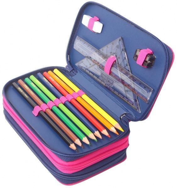 Пенал школьный Triple Tropical Heart 31 предмет 50026210 Herlitz синий