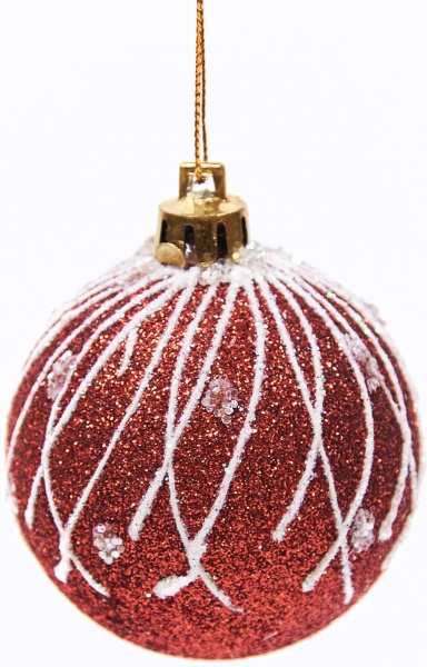 Шар новогодний Искра 80 мм красный 6636