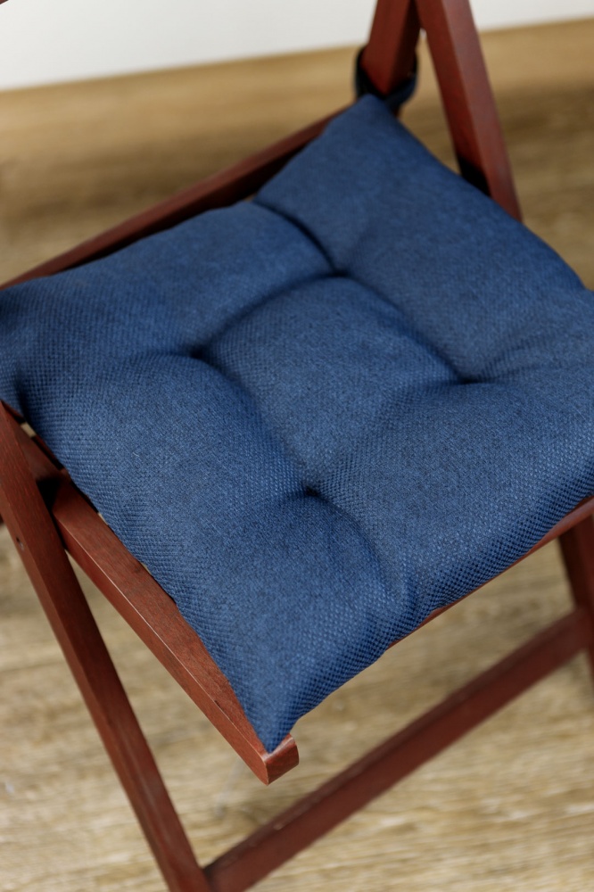 Подушка на стул 40х40 см LEON синяя на липучке Прованс