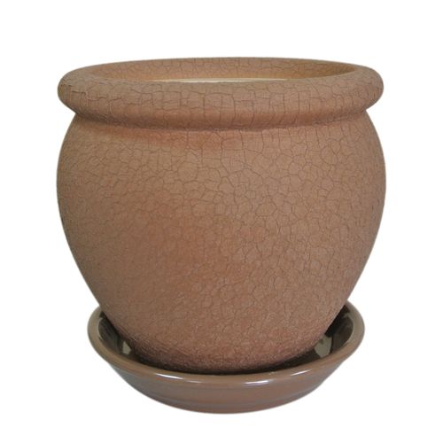 Горщик керамічний Оріана-Запоріжкераміка В`єтнам №1 шовк молочний шоколад 18 л круглий 18л молочний шоколад (011-1-136) 