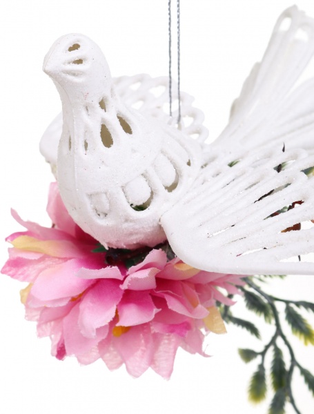 Декоративна підвіска Пташка з декором 12 см білий HFW13