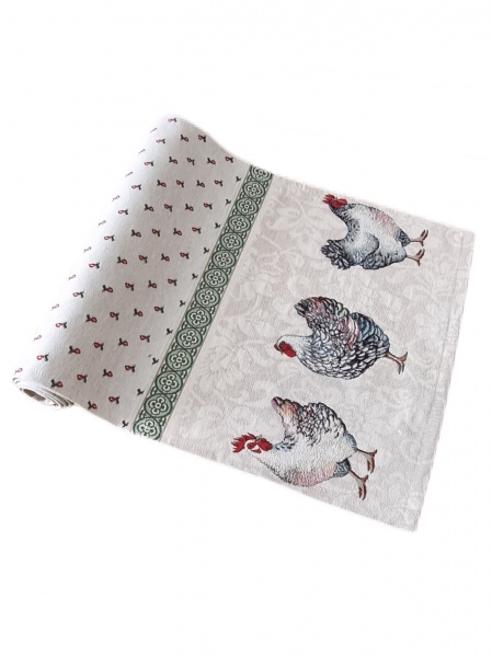Дорожка (раннер) Курочки 35x100 см бежевый Прованс 