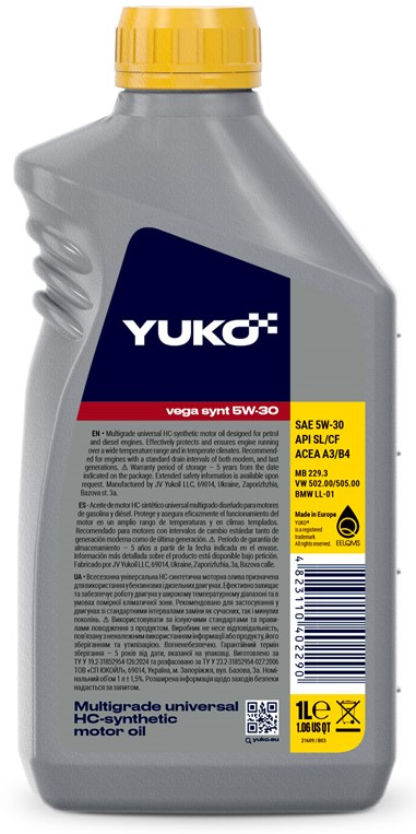 Моторное масло HC-гидрокрекинг YUKO Vega Synt 5W-30 1 л