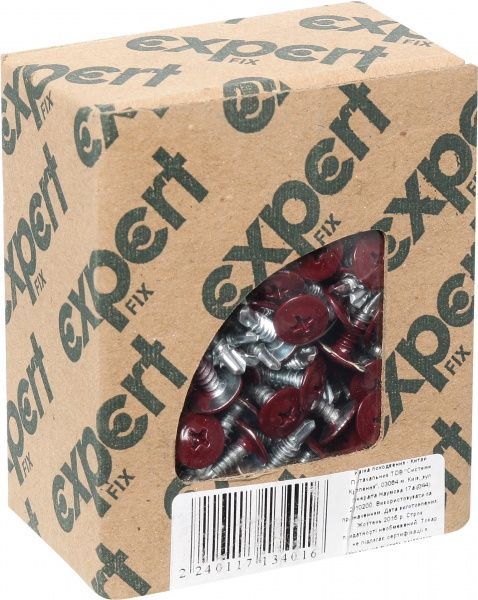 Саморіз з прессшайбою зі свердлом 4.2x16 мм 250 шт бордовий RAL 3005 EXPERT FIX