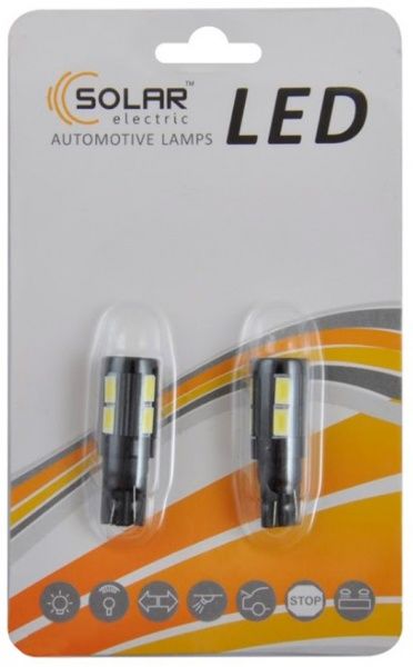 Лампа светодиодная LED Solar 10SMD white LS287_B2 T10 W2.1x9.5d 12 В