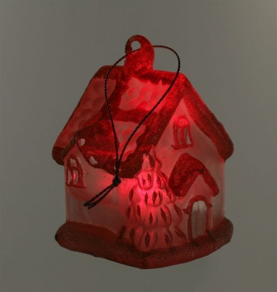 Новогодняя декорация Стеклянный домик 6х5,6х10,5 см с RGB подсветкой