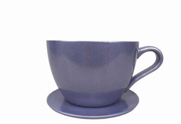 Горшок керамический Чашка с подставкой круглый 1 л фиолетовый 