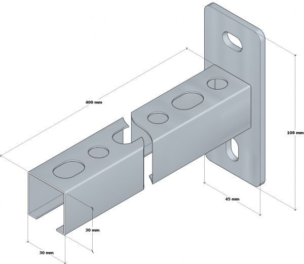 Консоль монтажна 400 мм (1,8 мм) 