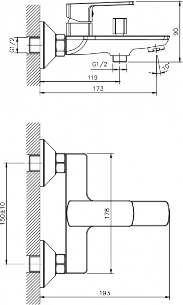 Смеситель для ванны EGO Premier