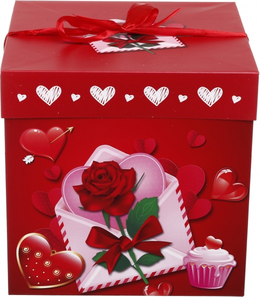Коробка складная Цветы/сердца 20x20x20 см (EBXM9850)