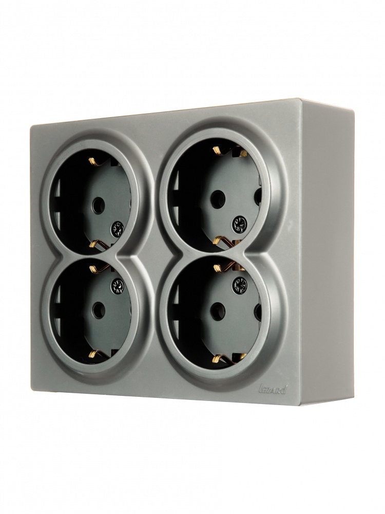 Розетка накладна побутова із заземленням Lezard LETO IP20 платина 752-3500-127BDP