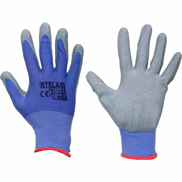 Перчатки Reis RTELA NS сирого-синего цвета с покрытием латекс M (8) RTELA NS