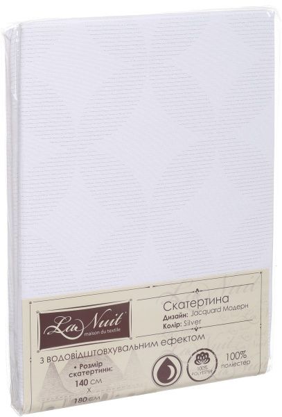 Скатерть Jacquard Модерн Silver waterproof 140x180 см серебряный La Nuit 