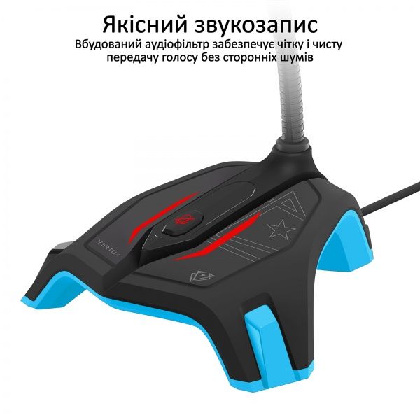 Мікрофон Vertux Streamer-2 LED, USB Blue