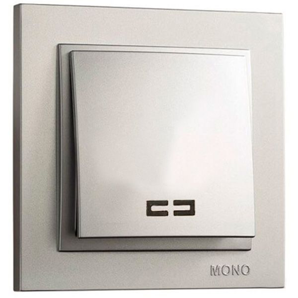 Выключатель одноклавишный Mono Despina с подсветкой 10 А 250В серебряный 102-212125-101