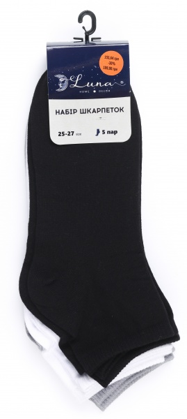 Набір шкарпеток жіночих Luna бавовна 2251720405011 р.25-27 см чорний/білий/сірий