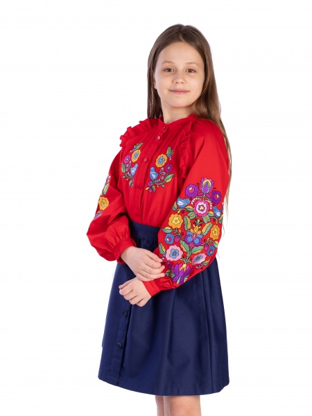 Вышиванка для девочек Эдельвика р.140 красный 49-23/00 