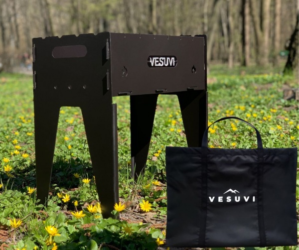 Мангал розкладний Vesuvi Camping + сумка чорна