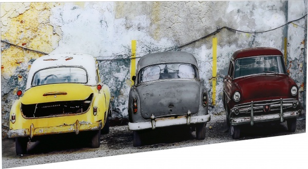 Картина на стекле Автомобили Лофт 125x50 см Styler 