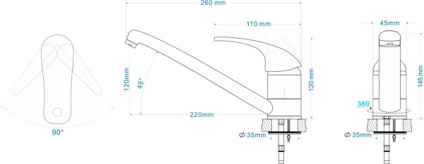 Смеситель для кухни RJ Baron RBZ014-6B
