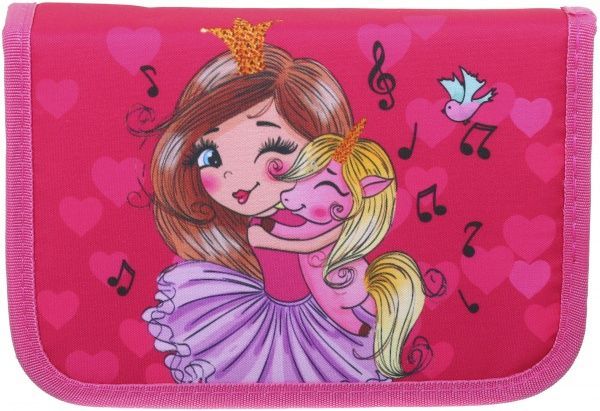 Пенал школьный Девочка розовый с рисунком