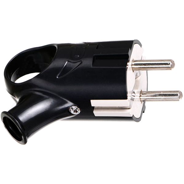 Вилка электрическая угловая UP! (Underprice) YK-208-BK с заземлением 220В 16А IP20 пластик черный