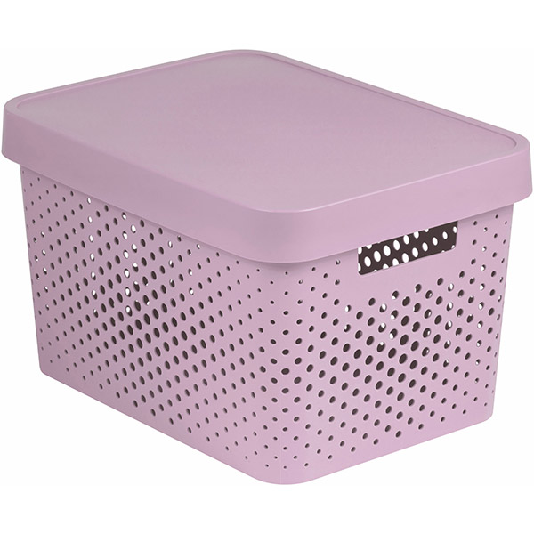 Коробка пластикова з кришкою Curver Infinity 229152 рожева ажурна 17 л