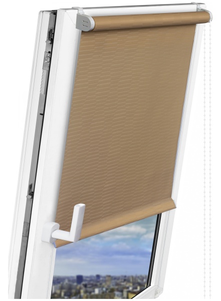 Ролета мини Delfa Жаккард Модерн 43x170 см бежевая 