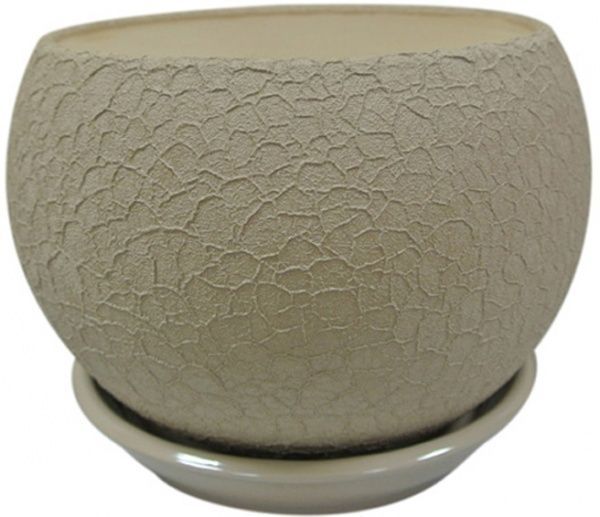 Горшок керамический Шар шелк круглый 0,4л капучино (037-3-126) 