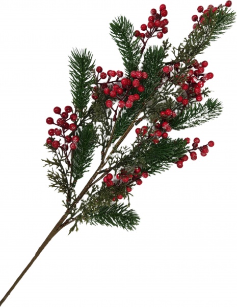 Гілочка декоративна засніжена із ягодами 87 см RS1Z1696 