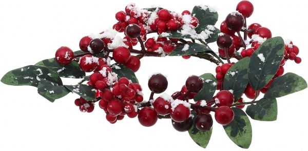 Вінок новорічний з ягідками та листям d460 мм 30182F 