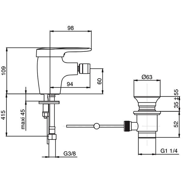 Змішувач для біде Jacob Delafon Kandel E662RU-CP