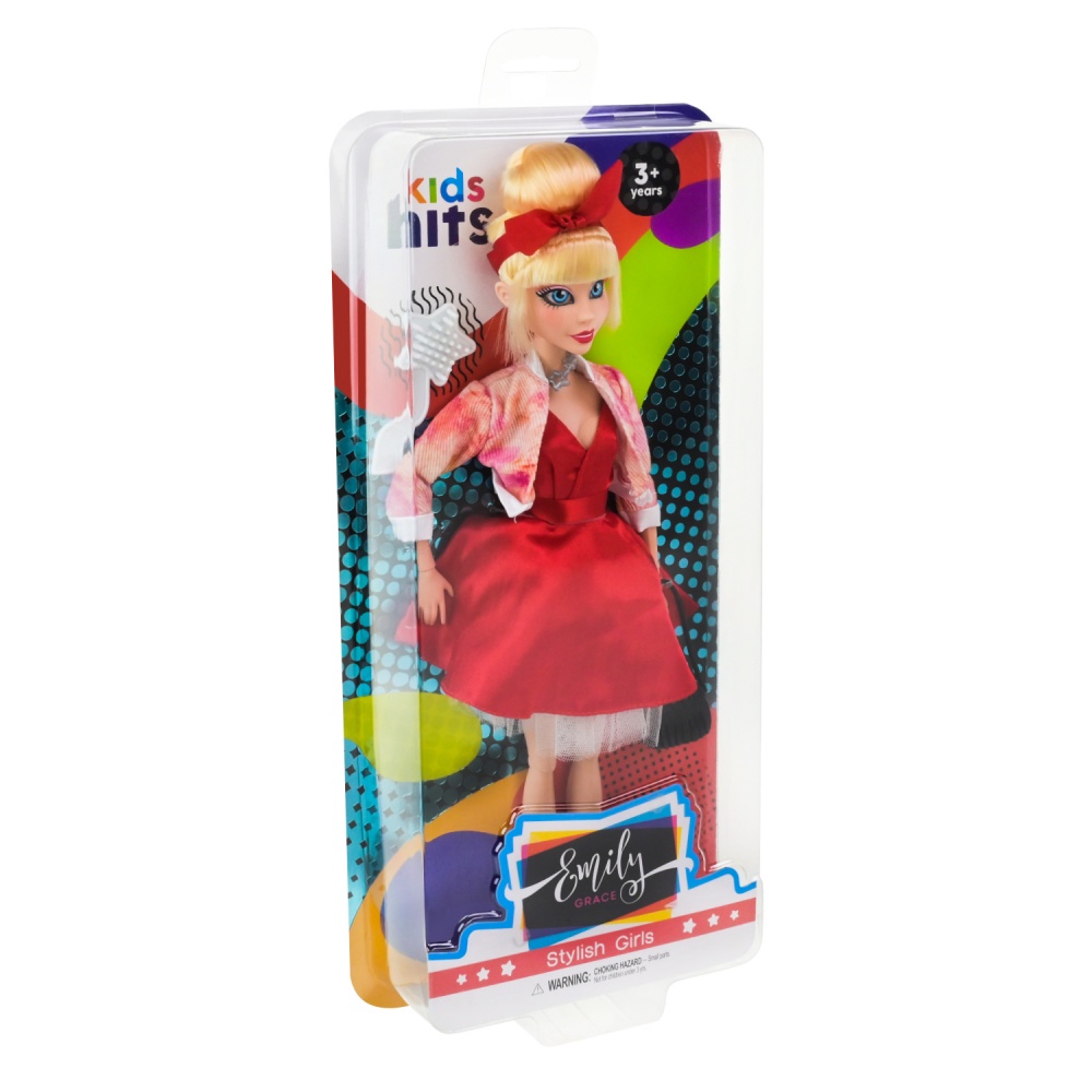 Кукла шарнирная Kids Hits в стильном красном платье с аксессуарами KH24/001